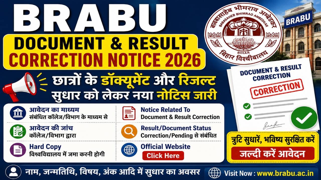 BRABU Document & Result Correction Notice 2026