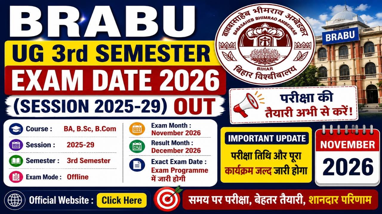 BRABU UG 3rd Semester Exam Date 2026